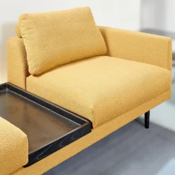 Bielefelder Werkstätten Polstergruppen|Garnitur Long Island 2/75 Stoff Promise JA1629/040 Gelb mit Tisch und Anbauelement