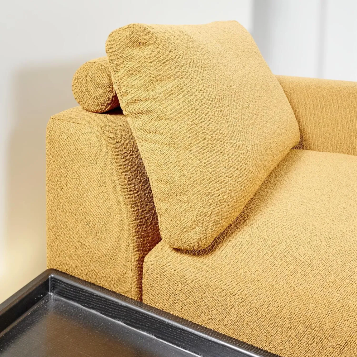 Bielefelder Werkstätten Polstergruppen|Garnitur Long Island 2/75 Stoff Promise JA1629/040 Gelb mit Tisch und Anbauelement