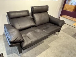 Erpo Polstergruppen|Garnitur Lucca Leder 43.090 Dunkelbraun mit Hocker und Dekokissen