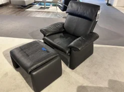 Erpo Polstergruppen|Garnitur Lugano Leder 250.100 Schwarz mit Sessel und Hocker