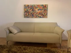 Leolux Polstergruppen|2-Sitzer-Sofas|Garnitur Mayon Leder Senso 4400 Off White 1 Sofa 2 Sessel