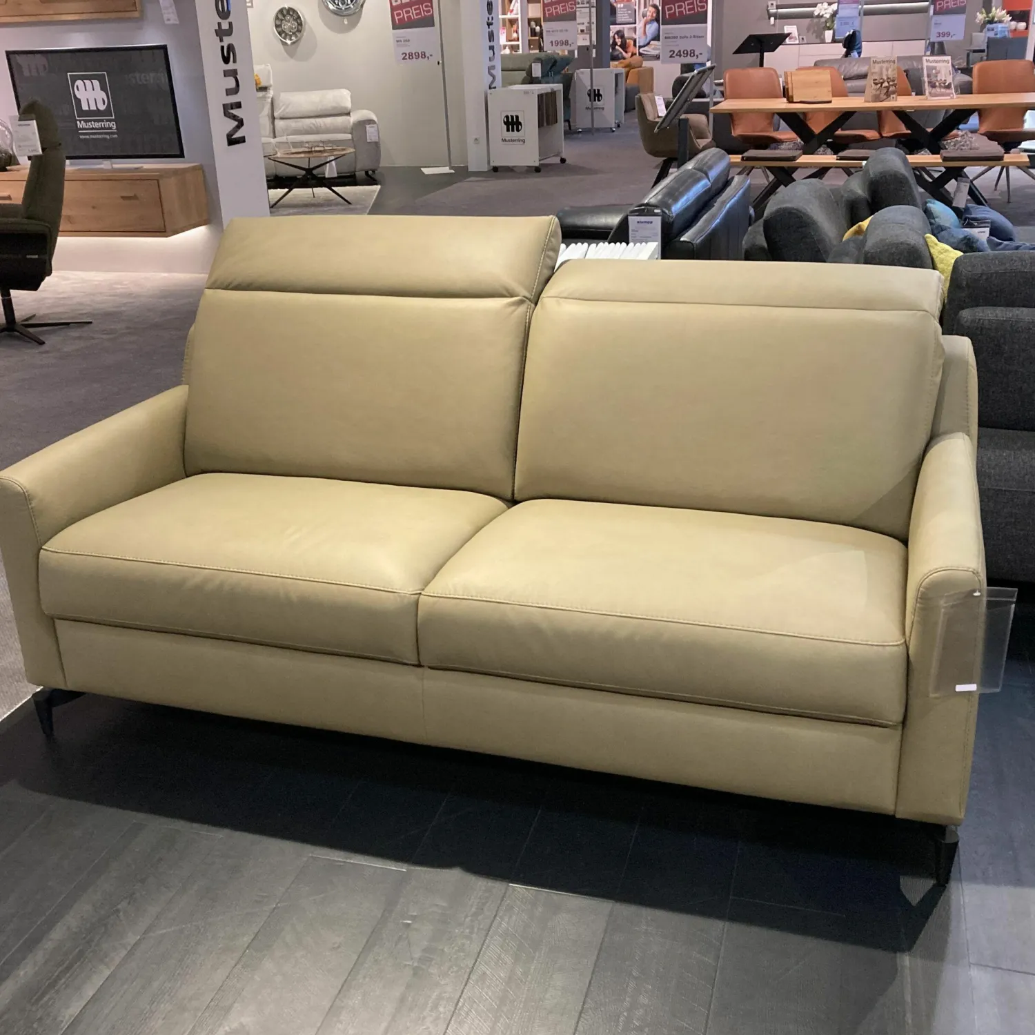 Musterring Polstergruppen|Garnitur MR9120 Stoff Lario Olive Grün Füße Stahl Schwarz Matt 2 Sofas