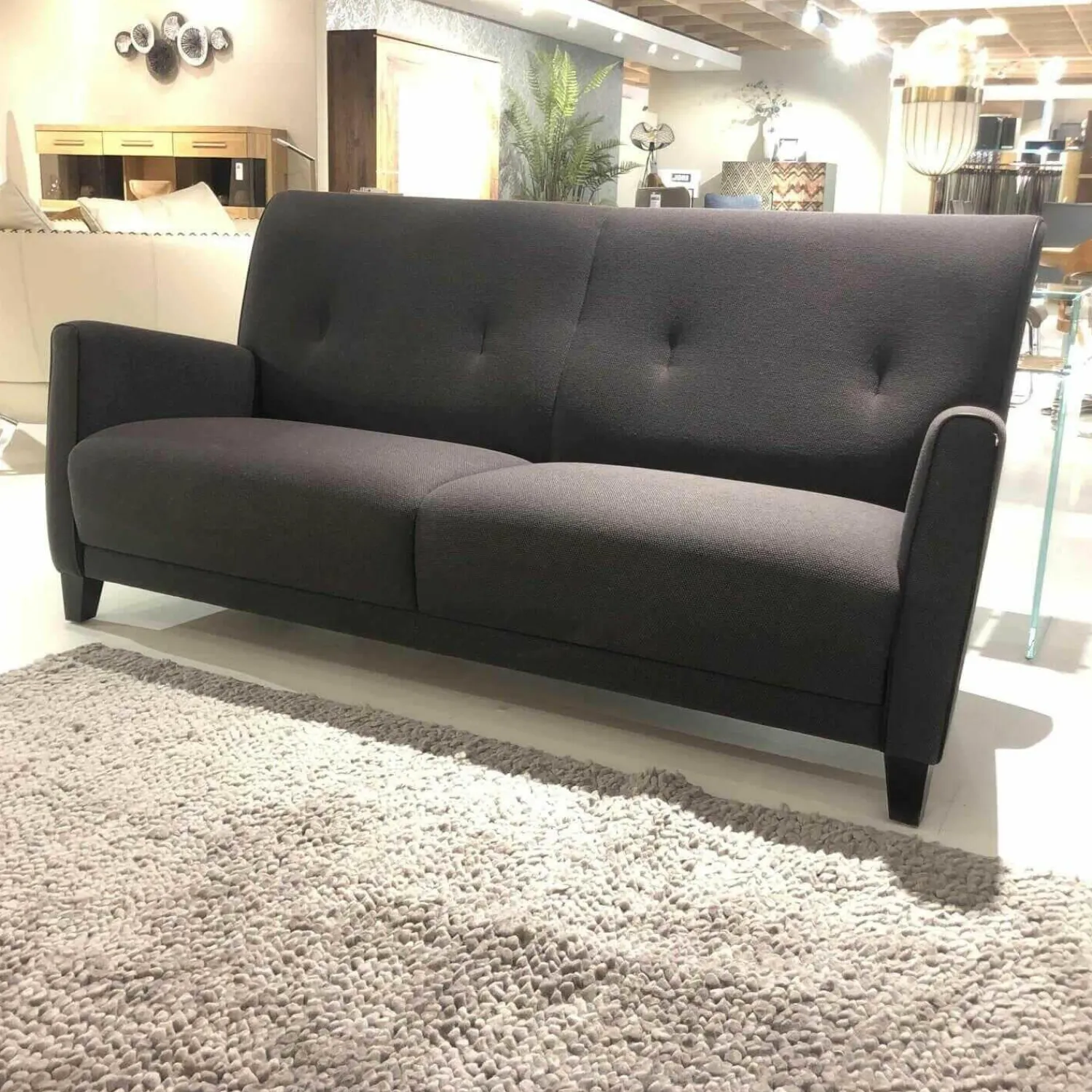 Sinn Polstergruppen|Garnitur Scala 2-1-1 Stoff Anthrazit Füße Schwarz Lackiert