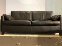 Werther Polstergruppen|Garnitur Sienna Leder L7071B Schwarzbraun Fuß Beizton 2 Sessel 1 Sofa