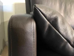 Werther Polstergruppen|Garnitur Sienna Leder L7071B Schwarzbraun Fuß Beizton 2 Sessel 1 Sofa
