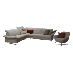 Rom Polstergruppen|Garnitur Sofa Regina mit Sessel Vinson Stoff Escana Naturel
