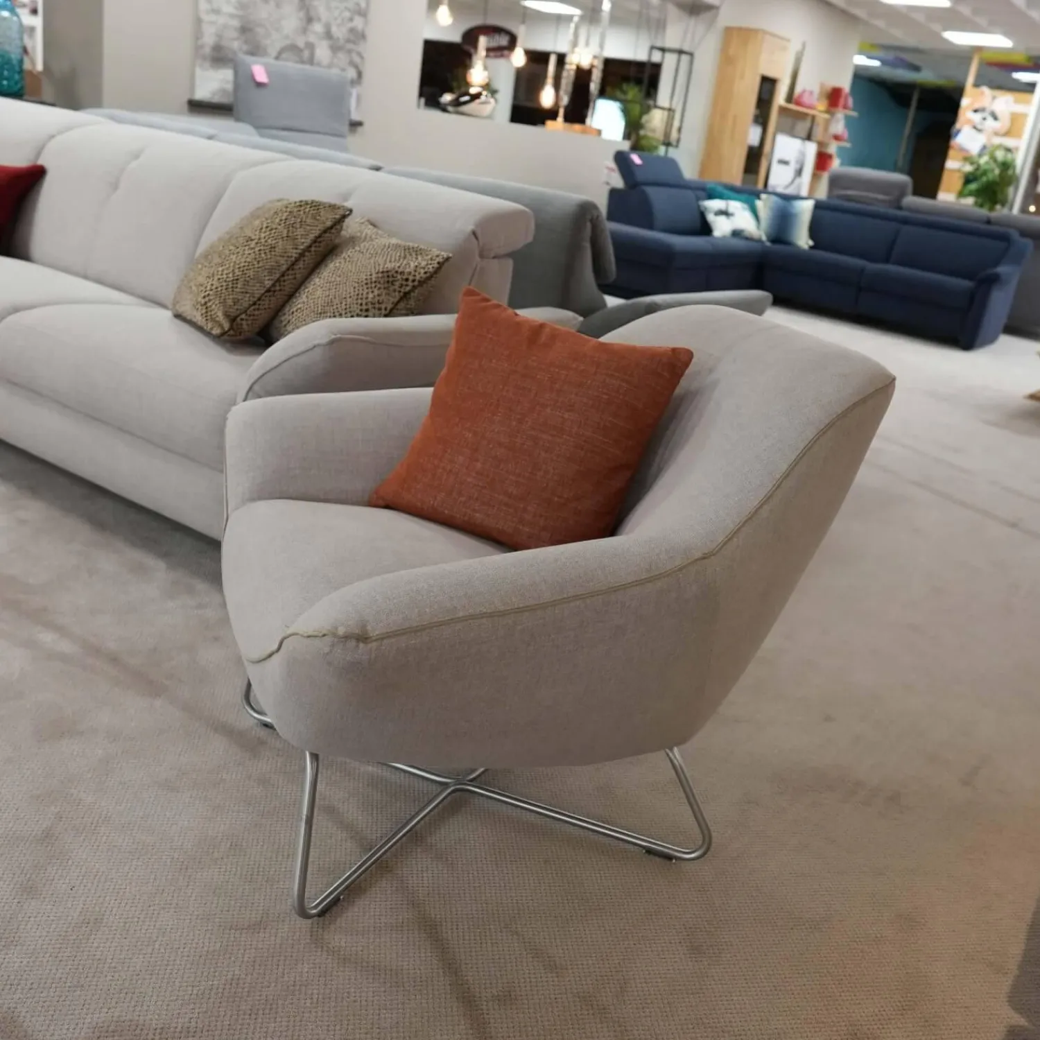 Rom Polstergruppen|Garnitur Sofa Regina mit Sessel Vinson Stoff Escana Naturel