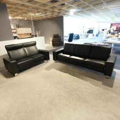 Stressless Polstergruppen|Garnitur Space Leder Paloma Schwarz Füße Edelstahl 2 Sofas