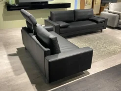 Rolf Benz Polstergruppen|Garnitur Vida Leder 60 500 Schwarz Fuß Spange Glanzchrom