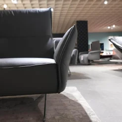 Koinor Polstergruppen|Garnitur Vineto Leder Bull Carbone Faden 1222 Schwarz Inklusive Kissen