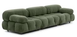 B&B Italia 2-Sitzer-Sofas|Gerades Sofa Camaleonda Stoff Velours Licata Flechte Grün Untergestell MDF Füße Buche Natur