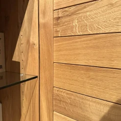 Scholtissek Vitrinen & Highboards|Geschirrschrank Tratum Front Floatglas Platin Matt Grau Korpus Asteiche