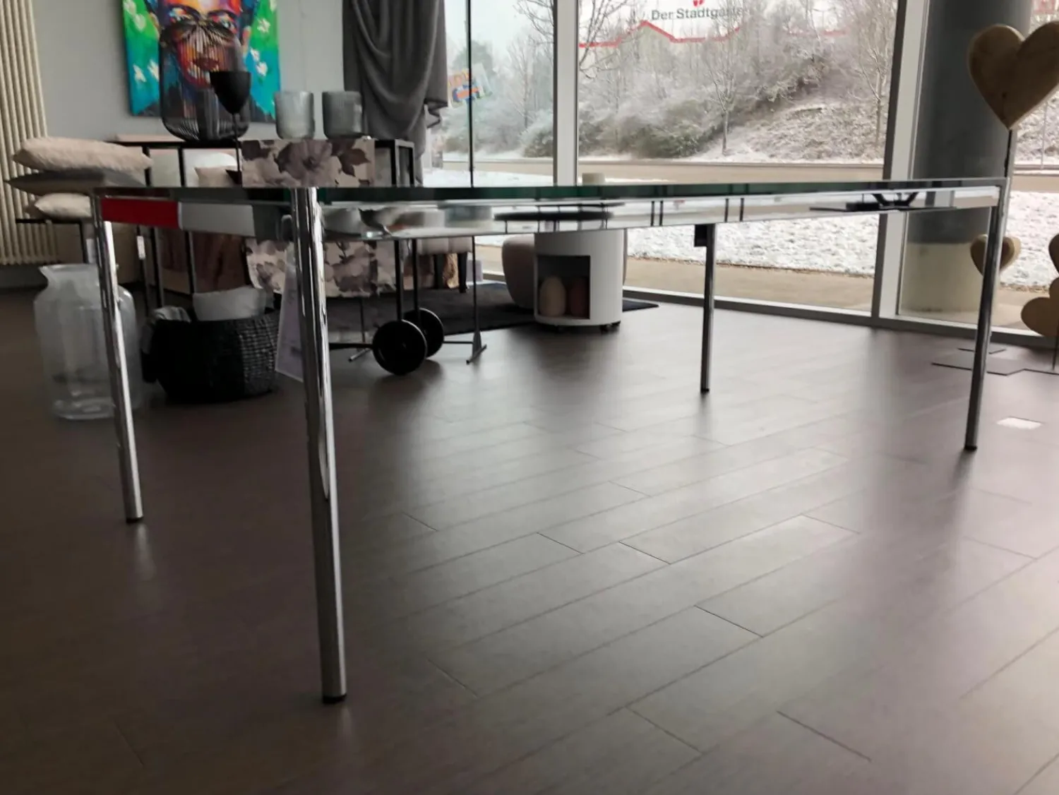 USM Haller Schreibtische & Sekretäre|Esstische|Glastisch Transparent 10075.80 Gestell Chrom