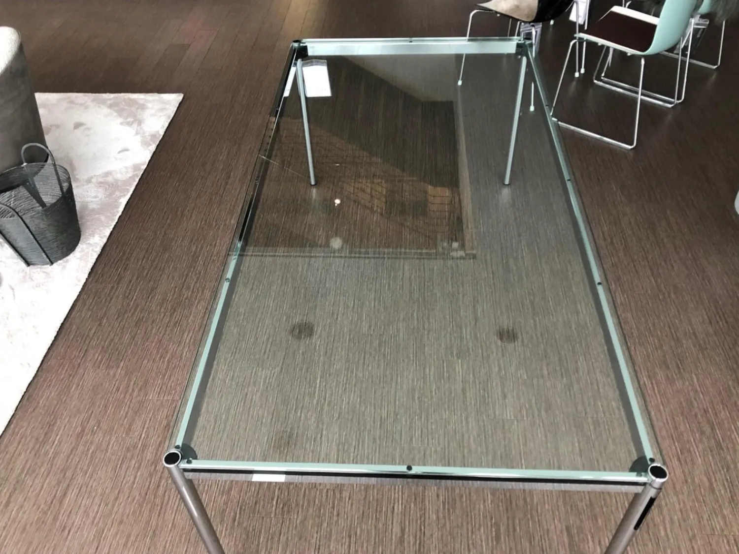 USM Haller Schreibtische & Sekretäre|Esstische|Glastisch Transparent 10075.80 Gestell Chrom