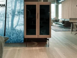 Janua Vitrinen & Highboards|Glasvitrine BC 04 Eiche Natur Geölt Glasfüllung Gestell Schwarz