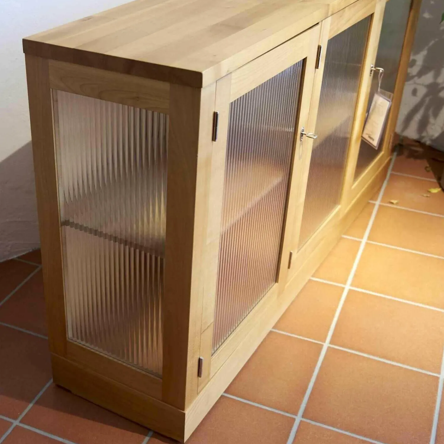 Hausel Vitrinen & Highboards|Glasvitrine Kirschbaum Geölt Modell 5176 Mit Riffglas