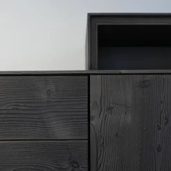 Anrei Vitrinen & Highboards|Higboard Puro 432 Bergfichte Gebürstet Schiefer Lackiert Inklusive Passepartout Mit Beleuchtung