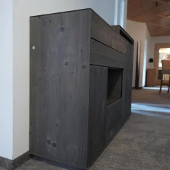 Anrei Vitrinen & Highboards|Higboard Puro 432 Bergfichte Gebürstet Schiefer Lackiert Inklusive Passepartout Mit Beleuchtung