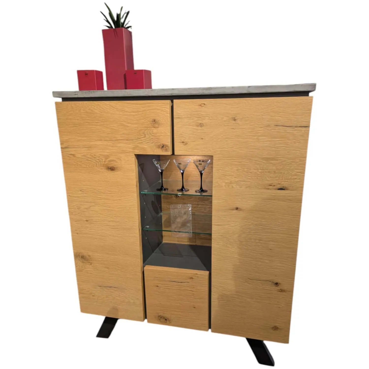 Habufa Vitrinen & Highboards|Highboard Calvi Eiche Dickfurnier Natur Absatz Beton