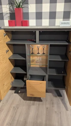 Habufa Vitrinen & Highboards|Highboard Calvi Eiche Dickfurnier Natur Absatz Beton