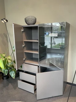 Interlübke Vitrinen & Highboards|Highboard Cube Light Vitrine Mattlack M16 Elephant Grau