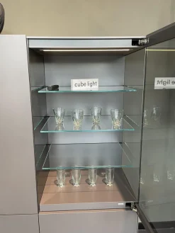 Interlübke Vitrinen & Highboards|Highboard Cube Light Vitrine Mattlack M16 Elephant Grau