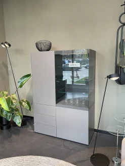 Interlübke Vitrinen & Highboards|Highboard Cube Light Vitrine Mattlack M16 Elephant Grau