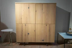 Team 7 Vitrinen & Highboards|Highboard Cubus Eiche Weßgeölt Gestell Bronze Matt Innenfach aus Glas