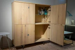 Team 7 Vitrinen & Highboards|Highboard Cubus Eiche Weßgeölt Gestell Bronze Matt Innenfach aus Glas