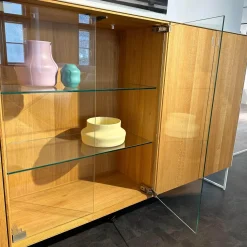 Team 7 Vitrinen & Highboards|Highboard Cubus Pure Außen Eiche Natur Geölt Innen Buche Metallgestell Schwarz Mit Beleuchtung