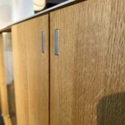 Team 7 Vitrinen & Highboards|Highboard Cubus Pure Außen Eiche Natur Geölt Innen Buche Metallgestell Schwarz Mit Beleuchtung