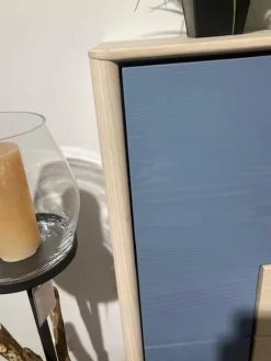 Anrei Vitrinen & Highboards|Highboard Juna Esche Massiv Gebürstet Weiß Geölt Und Lack Blaugrau Mit Holzstruktur