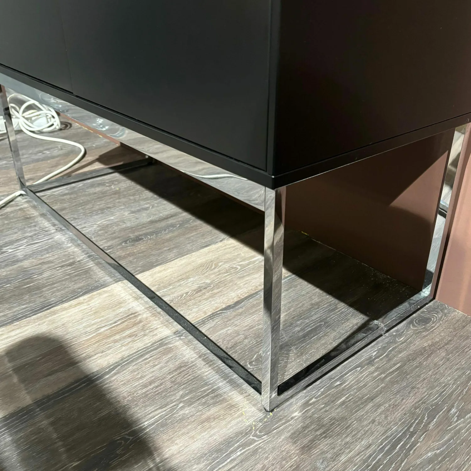 Musterring Kommoden & Sideboards|Highboard Kara Frame Lack Schwarz Gestell Chrom Glänzend