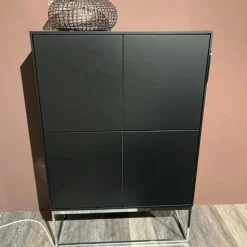 Musterring Kommoden & Sideboards|Highboard Kara Frame Lack Schwarz Gestell Chrom Glänzend