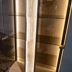 Hartmann Vitrinen & Highboards|Highboard Kilva Kernesche Gebürstet Anthrazit Gebeizt Spaltholz Applikation Inklusive Beleuchtung