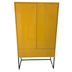 Rietberger Möbelwerke Vitrinen & Highboards|Highboard Lotus Lack Marill Gelb Hochglanz Gestell Metall Schwarz