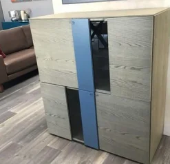 Presotto Vitrinen & Highboards|Highboard Madia Korpus Eiche Basalt Antik-Look Einlagen Aus Glas