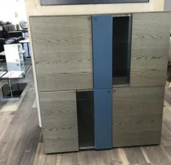 Presotto Vitrinen & Highboards|Highboard Madia Korpus Eiche Basalt Antik-Look Einlagen Aus Glas