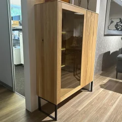 Contur Vitrinen & Highboards|Highboard Mileto C Asteiche Gebürstet Geölt Gestell Metall Schwarz Mit LED Beleuchtung