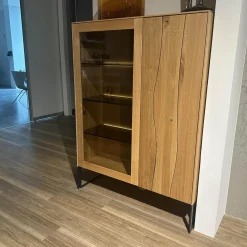 Contur Vitrinen & Highboards|Highboard Mileto C Asteiche Gebürstet Geölt Gestell Metall Schwarz Mit LED Beleuchtung