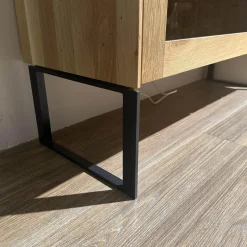 Contur Vitrinen & Highboards|Highboard Mileto C Asteiche Gebürstet Geölt Gestell Metall Schwarz Mit LED Beleuchtung