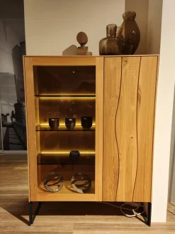 Contur Vitrinen & Highboards|Highboard Mileto C Asteiche Gebürstet Und Geölt Metallgestell Schwarz Inklusive LED Beleuchtung Mit Fernbedienung