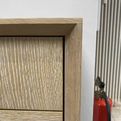 Pönnighaus Vitrinen & Highboards|Highboard Murano Wildeiche massiv mit Glaselementen in grau