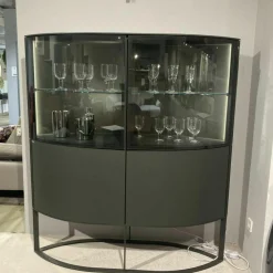 Hülsta Vitrinen & Highboards|Highboard Navis 91403 Metall Anthrazit mit 2 Glastüren und LED-Beleuchtung