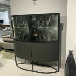 Hülsta Vitrinen & Highboards|Highboard Navis 91403 Metall Anthrazit mit 2 Glastüren und LED-Beleuchtung