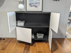 Piure Vitrinen & Highboards|Highboard Nex Pur Box Lack 01 White Weiß Korpus Anthrazit Füße Metall Schwarz