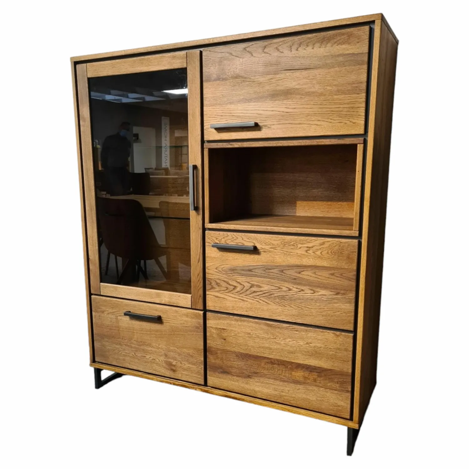 Natura Vitrinen & Highboards|Highboard Oakhaven Zerreiche Massiv Old Bassanofarbig Geölt