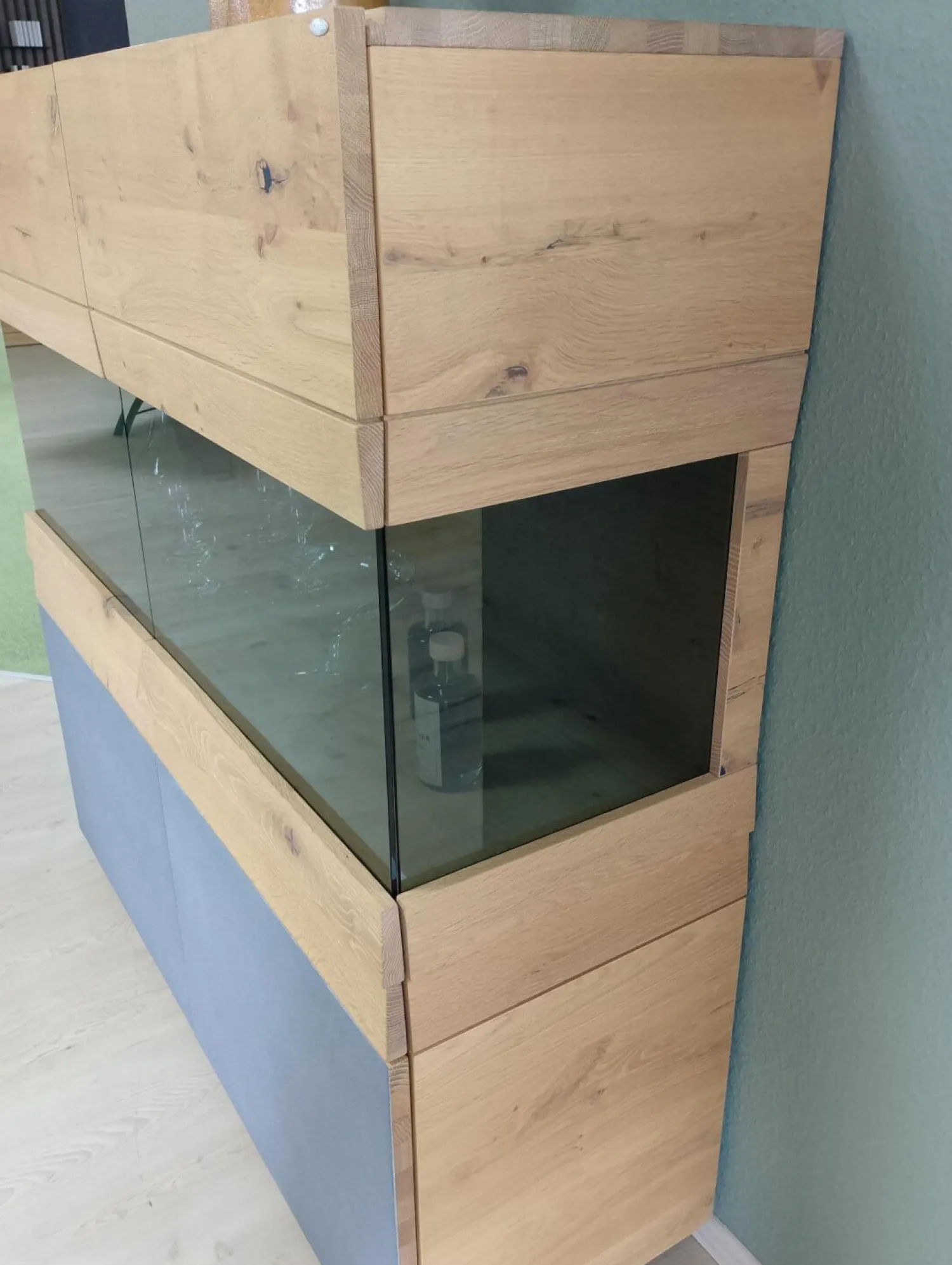 Voglauer Vitrinen & Highboards|Highboard Opus Wildeiche Rustiko Tischlerplatte Furniert Inklusive LED Beleuchtung