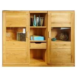 Decker Vitrinen & Highboards|Highboard Pablo Wildeiche Natur Geölt Inklusive Beleuchtung