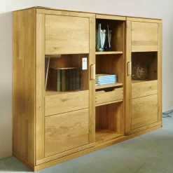 Decker Vitrinen & Highboards|Highboard Pablo Wildeiche Natur Geölt Inklusive Beleuchtung